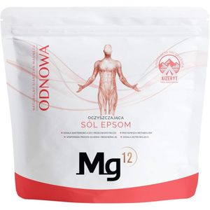 Epsom Zout Mg12 ODNOWA (100% kieseriet) Epsom Zout Mg12 ODNOWA 100% kieseriet, 1kg - Natuurlijk magnesiumsulfaat voor ontspannende, regenererende en reinigende baden voor lichaam en huid.