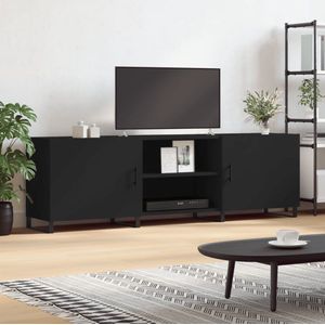 The Living Store TV-meubel - Trendy - TV-kast - Afmetingen- 150 x 30 x 50 cm - Kleur- Zwart - Materiaal- Bewerkt hout en ijzer