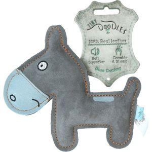 Tiny Doodles Doggy - Doodles Donkey - Hondenspeelgoed - Honden speeltje met piep - Blauw - 17 cm