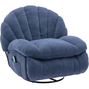 Merax 360° Draaibare Stoel - Elektrisch Massage- en Warmtestoel - Draaibaar Fauteuil met Verwarming - Relaxstoel - Blauw