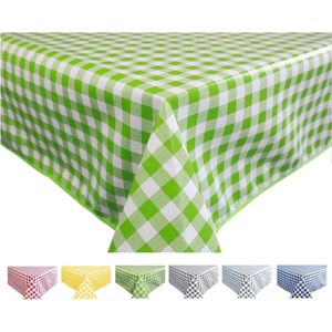 Afwasbaar tafelkleed van zeildoek Vierkant 140 x 240 cm Geruit Groen