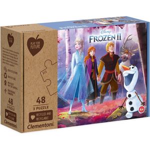 Clementoni Kinderpuzzels - PLAY FOR FUTURE Frozen 3 Puzzels van 48 Stukjes, Puzzel, 4+ jaar - 25240