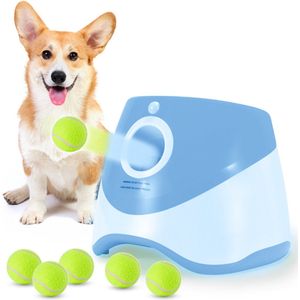 Professionele Ballenwerper - Automatisch - Hondenspeelgoed - Oplaadbaar - Speelgoed voor Honden - Incl. 6 ballen - 3 Werpafstanden - Blauw