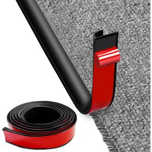 MeYuxg Zelfklevende tapijtrandstrip, 3M tapijtrandtape, PVC tapijt- en vloerovergangsstrip, zelfklevend, overgangsstrip van tapijt naar houten vloer, voor deurranden, tapijten, trappen (zwart)