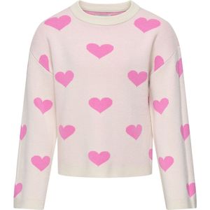 ONLY kids meisjes trui MONTANA Birch Heart Fuchsia Pink Loose Fit