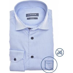 Ledub modern fit overhemd - lichtblauw gestreept - Strijkvrij - Boordmaat: 46