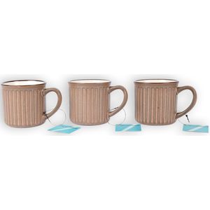 Discountershop Set van 3 Paarse Koffiekopjes - Keramiek - 250 ml - Aardewerk - Essentieel Kopjes & Mokken – Mooie Servies