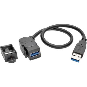 Tripp-Lite U324-001-KPA-BK USB 3.0 All-in-One Keystone/Panel Mount Extension Cable (M/F), Angled Connector, Black, 1 ft. TrippLite