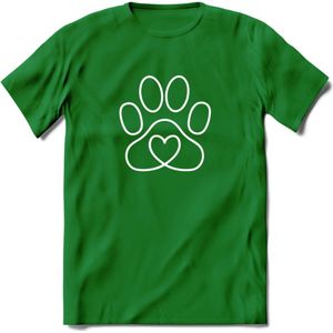 Love Paw - Katten T-Shirt Kleding Cadeau | Dames - Heren - Unisex | Kat / Dieren shirt | Grappig Verjaardag kado | Tshirt Met Print | - Donker Groen - L