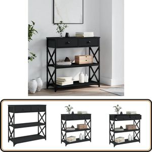 vidaXL Wandtafel - 75x28x75 cm - Zwart - Bewerkt hout Wandtafel - Haltafel - Consool Tafel - Industrieel Design - Zwarte Kleur