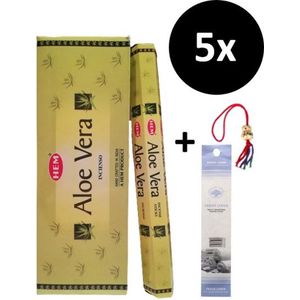 Wierook - Wierookstokjes - 5 Kokers - 100 Stokjes + 5 Mini Stokjes En 1 Gelukspoppetje - Geur Aloë Vera