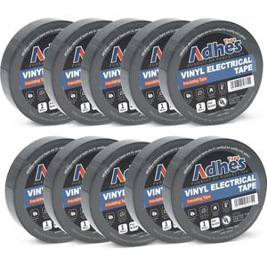 Isolatietape 10 stuks - 20 m x 19 mm - Zwart PVC elektrische tape