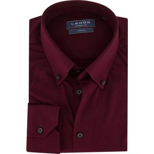 Ledub modern jersey fit overhemd - bordeaux rood - Strijkvriendelijk - Boordmaat: 38