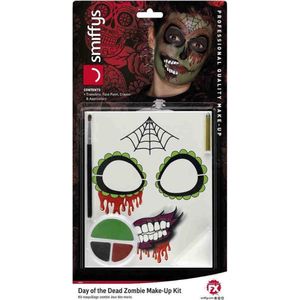 Smiffys - Day Of The Dead Zombie Kostuum Make-up Kit - Multicolours