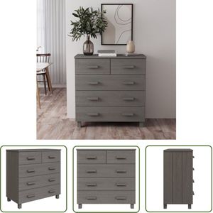 The Living Store Dressoir HAMAR 79x40x80 cm massief grenenhout lichtgrijs - Dressoir - Houten Dressoir - Dressoir Grijs - Vintage Dressoir - Salontafel