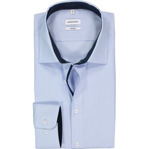 Seidensticker shaped fit overhemd - blauw met wit gestreept (contrast) - Strijkvrij - Boordmaat: 41