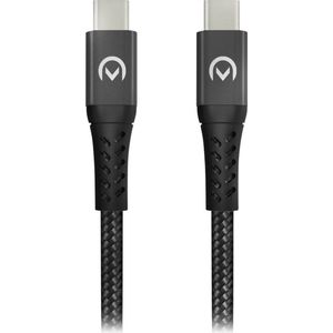 Mobilize Nylon Braided 100W USB-C naar USB-C 100W Kabel 2 Meter - Zwart