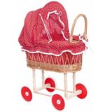 Egmont Toys Rieten poppenwagen met rode en witte s