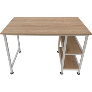 Bureau - computertafel - computerbureau - met opbergplanken - 110 cm breed - wit bruin