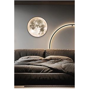 Collox Maanlamp - Wandlamp - Lamp in maanvorm - LED verlichting - Slaapkamer - Woonkamer - Keuken - 30 cm - Dimbaar - Met afstandsbediening