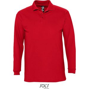 2 Pack SOLS Heren-Winter II Poloshirt met lange mouwen van Piqué katoen (Rood) Maat L