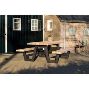Tuilana - Picknicktafel - Buitentafel - W-poot - Robuust staal - Koker design - Douglas hout - 200 cm