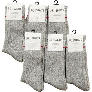 Sukats® The Norwegians - 6 Paar - Noorse Sokken - Maat 47-50 - Grijs - Heren - Voordeelverpakking - XXL - Warme sokken - Winter sokken - Wollen sokken - Noorse Kousen