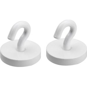 2x Kunststof ophang magneten met haak - ronde magnetische haakjes 2 cm