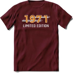 1971 Limited Edition T-Shirt | Goud - Zilver | Grappig Verjaardag en Feest Cadeau Shirt | Dames - Heren - Unisex | Tshirt Kleding Kado | - Burgundy - XL