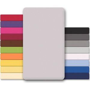 Lucina Hoeslaken, jersey-katoen, voor topmatrassen, verschillende kleuren en maten, zilver-grijs, 90x200 - 100x200 cm