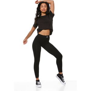 Dames sportlegging - Geribbelde legging - Fitness legging - Sportbroek - Zwart - Maat M/L