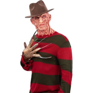 Smiffy's - Horror Films Kostuum - Gestreepte Trui Van Freddy Krueger Man - Rood, Groen - Small - Halloween - Verkleedkleding