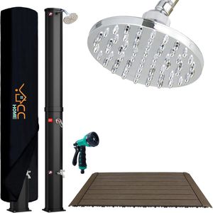 CCLIFE solar douche met grondplaat en handdouche 60L solar tuindouche zwembad douche regendouche buitendouche tuindouche warm water