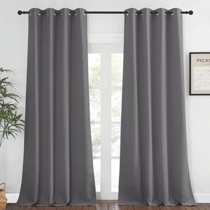 Verduisterende Gordijnen 100 x 95 cm - Thermisch Geïsoleerd en Geluiddicht, Elegante Plooigordijnen voor Woonkamer en Keuken, Donkergrijs