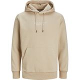 JACK & JONES Arie sweat hood slim fit - heren hoodie katoenmengsel met capuchon - beige - Maat: XL