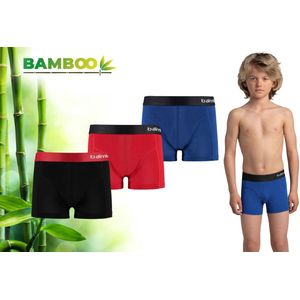 Bamboo - Boxershorts Jongens - Bamboe - 3 Stuks - Multi Rood - 158-164 - Ondergoed Jongens - Onderbroeken Jongens - Boxershort Kinderen Jongens - Boxer - Onderbroek