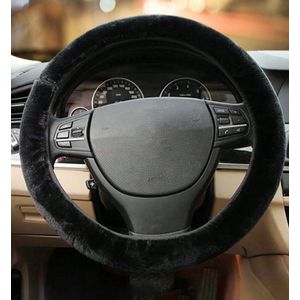 Auto Stuurhoes Pluche I Winter Stuurwiel Cover I Anti Slip I Altijd Warme Handen I Voor Sturen Met Diameter 25-35 CM I Zwart