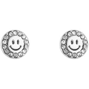 Oorknopjes met smiley - Michelle Bijoux - Oorstekers - Studs - Dames oorbellen - Zilveren oorbellen - 0,80 x 0,80 cm - Stainless Steel - Waterproof - Nikkel vrij - Kerst cadeau - Kerst sieraden - Valentijn - Moederdag - Oorbellen voor kinderen