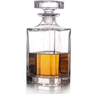 Glazen karaf met luchtdichte stop geometrisch ontwerp - whisky karaf voor wijn bourbon brandewijn - Italiaans lood-glas 26oz 768ml