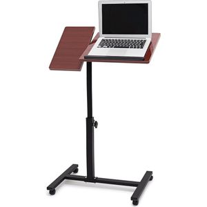 Verstelbare laptoptafel op wieltjes - Relaxdays - 95 x 60 x 40,5 cm - rood-bruin