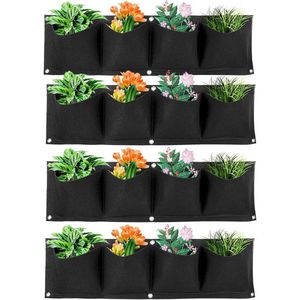 Muur hangende plantenzakken - Set van 4 stuks - Herbruikbare muurplanter voor binnen en buiten