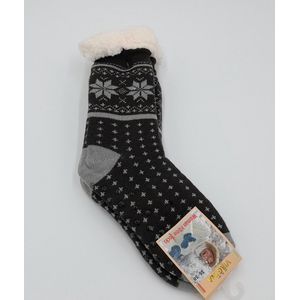 Kerstsokken dames sokken wintersokken gevoerde sokken huissokken fleece sokken dikke sokken fluffy sokken slofsokken warme sokken antraciet maat 35-38