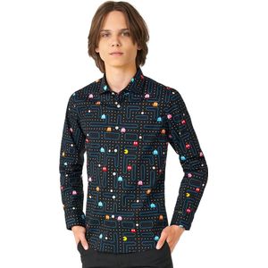 OppoSuits Lange Mouwen Overhemd PAC-MAN Teen Boys - Tiener Overhemd - Casual Gaming PAC-MAN Shirt- Zwart - Maat EU 170/176