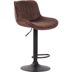 Barkruk Lentos velvet - Bruin zwart - Zithoogte 60-82 cm - Set van 2 - In hoogte verstelbaar - Voor keuken en bar - Met rugleuning - Ergonomische barstoelen