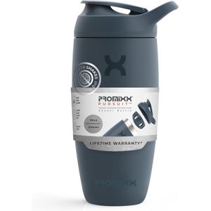 Shakerfles - Premium eiwitshakerfles voor supplementshakes - Gemakkelijk schoon te maken, roestvrijstalen beker (550 ml, middernachtblauw)