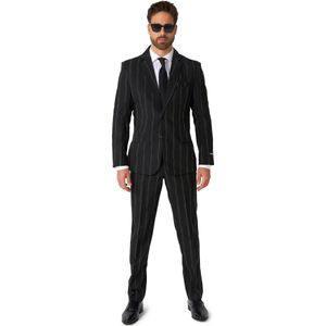 Suitmeister Pinstripe - Mannen Kostuum - Glow In The Dark - Zwart Neon - Carnaval - Maat L