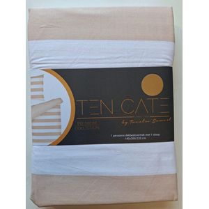 Dekbedovertrek 140x200/220 Dallasstripetapioca ten cate premium 1 sloop 60x70cm 100% katoen TC144.