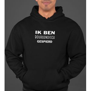 Heren Hoodie- Maat 3XL- Ik ben Bourgondisch gespierd- Heren trui- Zwarte hoodie.