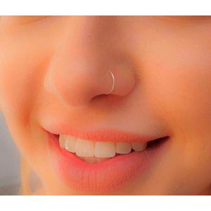 Fake Neuspiercing - Zilver - Fake Septum RVS - Nep Neusring - Fake Piercing - 8 mm