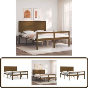 vidaXL Seniorenbed - Massief Hout - Honingbruin Seniorenbed - Massief Hout Bed - Grenenhout Bed - Honigbruin Bed - Boxspring Bed